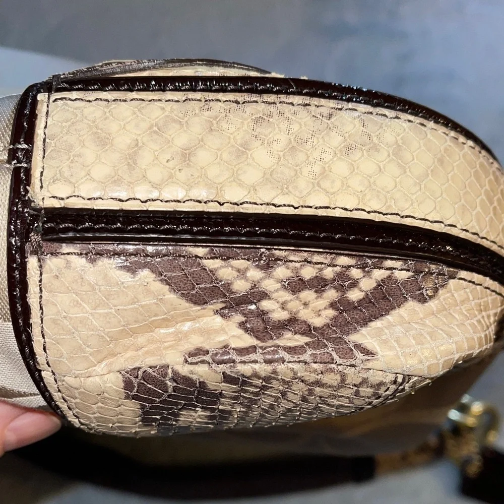 Coach Cream and Brown Snake Skin Look Shoulder Bag B1176-16408 Coach Snake Skin